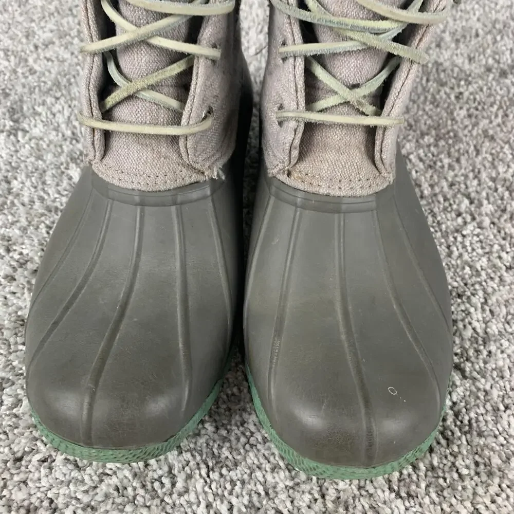 Sperry Saltwater Duck Boots Womens Size 8 Gray Waterproof Rubber Zip STS98155